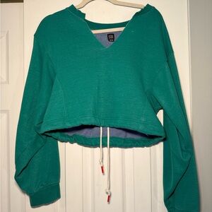 BDG Urban Outfitters Green Cropped Sweatshirt with Drawstring